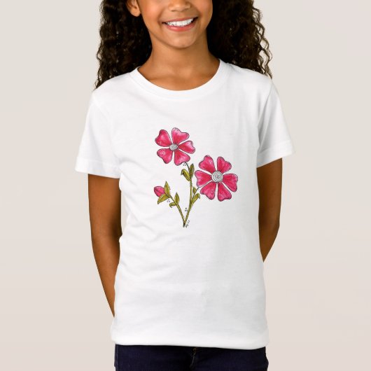 Cute Whimsical Pink Flowers T-shirt (Voorkant)
