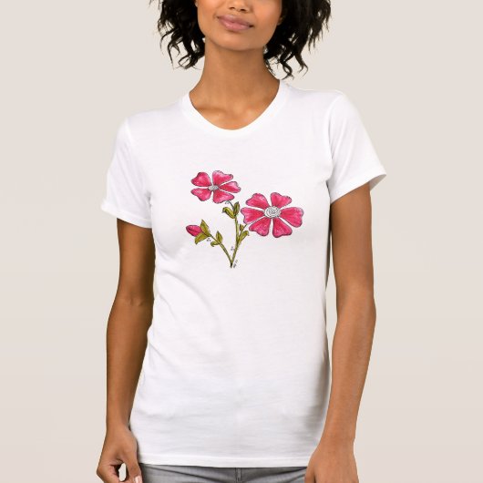 Cute Whimsical Pink Flowers T-shirt (Voorkant)