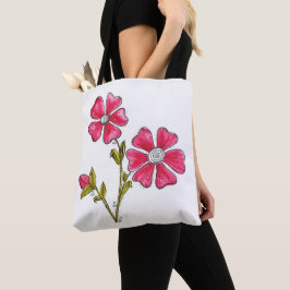 Cute Whimsical Pink Flowers Tote Bag