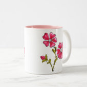 Cute Whimsical Pink Flowers Tweekleurige Koffiemok (Voorkant rechts)