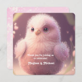 Cute Whimsical Pink Fluffy Bird Fairytale gelsprok Bedankkaart (Voorkant / Achterkant)