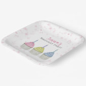 Cute Whimsical Pink Girly Waterverf Cupcakes Papieren Bordje (Gebogen)