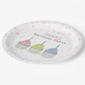 Cute Whimsical Pink Girly Waterverf Cupcakes Papieren Bordje (Gekanteld)