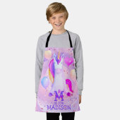 Cute Whimsical Pink Waterverf Girly Unicorn Name Schort (Gedragen)