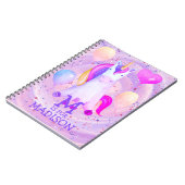 Cute Whimsical Pink Waterverf Unicorn Glitter Notitieboek (Linkerzijde)