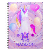 Cute Whimsical Pink Waterverf Unicorn Glitter Notitieboek (Voorkant)