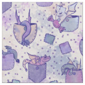 Cute Whimsical Pocket Dragons in Paars Stof (Close Up)