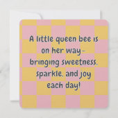 Cute Whimsical Queen Bee Baby Shower Announcement  (Achterkant)