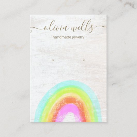 Cute Whimsical Rainbow Earring Display Card Visitekaartje (Voorkant)
