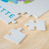 Cute Whimsical Rainbow Mushroom House Blue Name Legpuzzel (Zijkant)