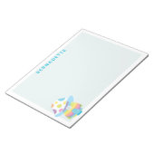 Cute Whimsical Rainbow Mushroom House Blue Name Notitieblok (Schuin)