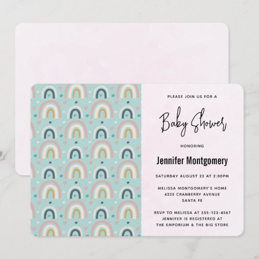 Cute Whimsical Rainbow Pattern Baby shower Kaart (Voorkant / Achterkant)