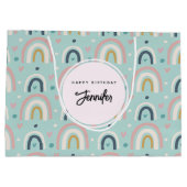 Cute Whimsical Rainbow Pattern Birthday Groot Cadeauzakje (Achterkant)