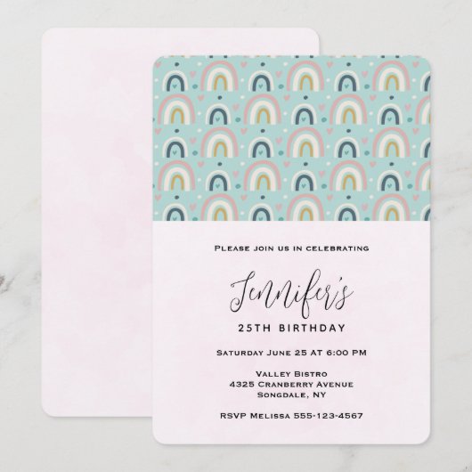 Cute Whimsical Rainbow Pattern Birthday Kaart (Voorkant / Achterkant)
