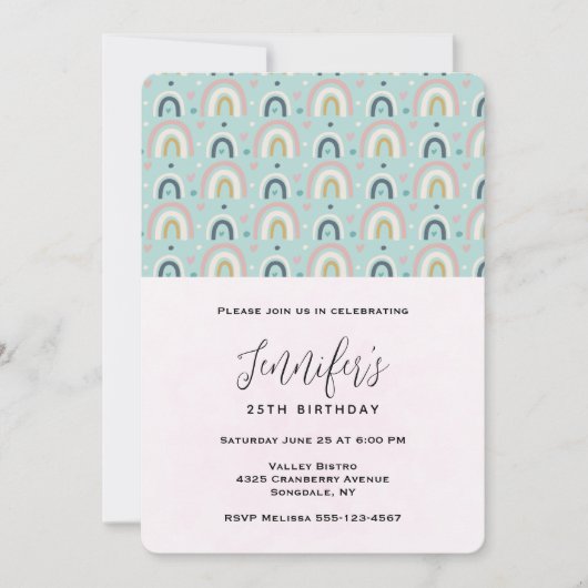 Cute Whimsical Rainbow Pattern Birthday Kaart (Voorkant)