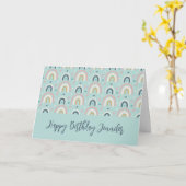 Cute Whimsical Rainbow Pattern Birthday Kaart (Gele Bloem)