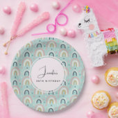 Cute Whimsical Rainbow Pattern Birthday Papieren Bordje (Feest)