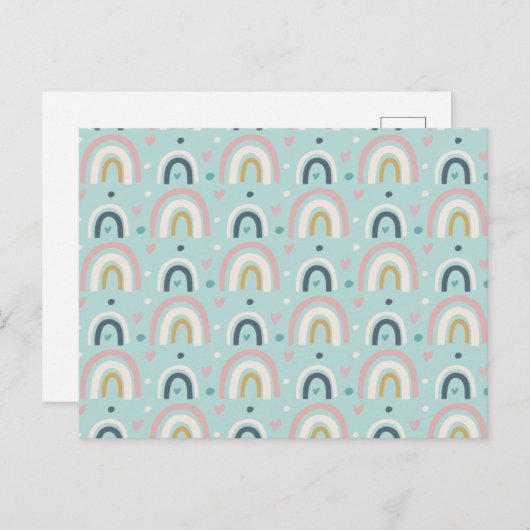 Cute Whimsical Rainbow Pattern Briefkaart (Voorkant / Achterkant)
