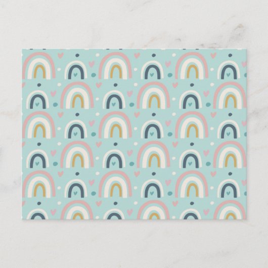 Cute Whimsical Rainbow Pattern Briefkaart (Voorkant)
