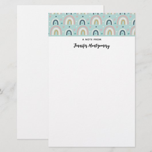 Cute Whimsical Rainbow Pattern Briefpapier (Voorkant / Achterkant)