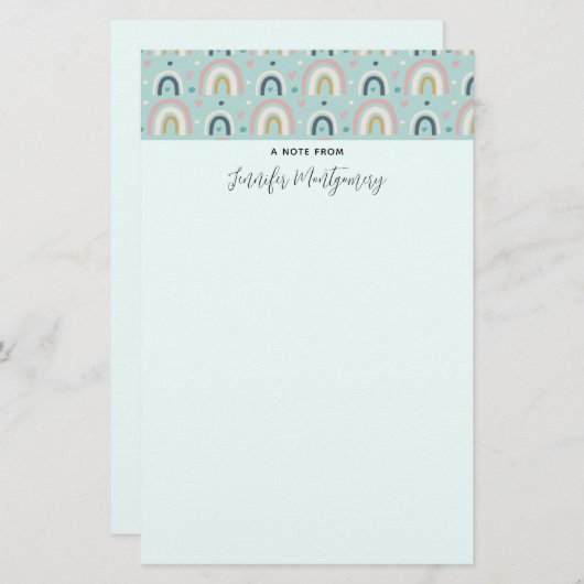 Cute Whimsical Rainbow Pattern Briefpapier (Voorkant / Achterkant)