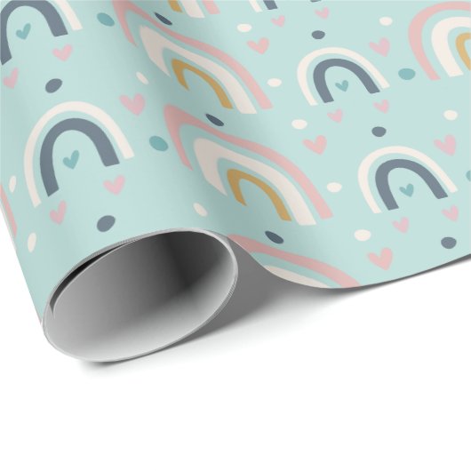 Cute Whimsical Rainbow Pattern Cadeaupapier (Rol Hoek)