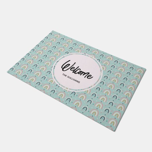 Cute Whimsical Rainbow Pattern Deurmat (Schuin)