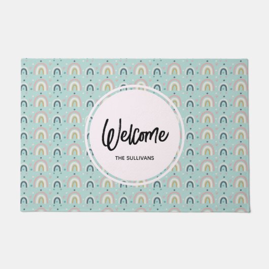 Cute Whimsical Rainbow Pattern Deurmat (Voorkant)