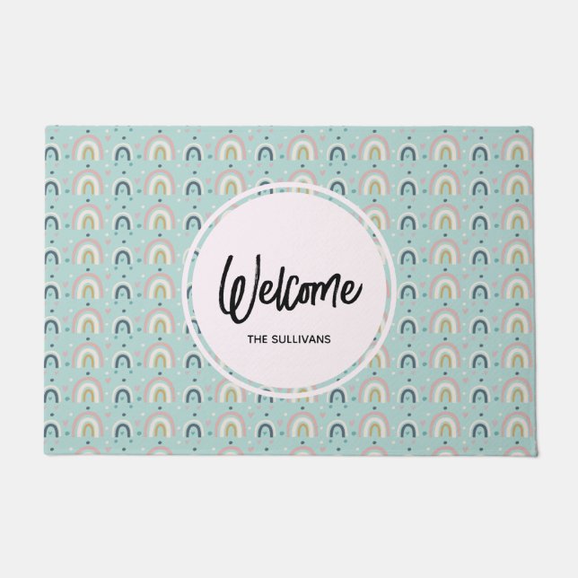 Cute Whimsical Rainbow Pattern Deurmat (Voorkant)