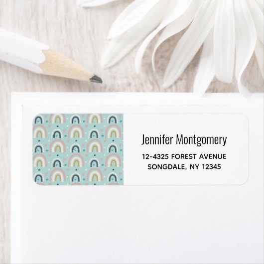Cute Whimsical Rainbow Pattern Etiket (Insitu)