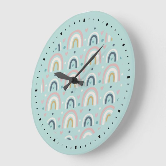 Cute Whimsical Rainbow Pattern Grote Klok (Hoek)