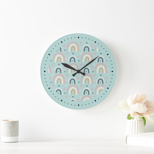 Cute Whimsical Rainbow Pattern Grote Klok (Huis)