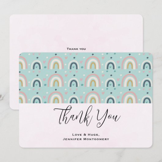 Cute Whimsical Rainbow Pattern Hartelijk dank Bedankkaart (Voorkant / Achterkant)