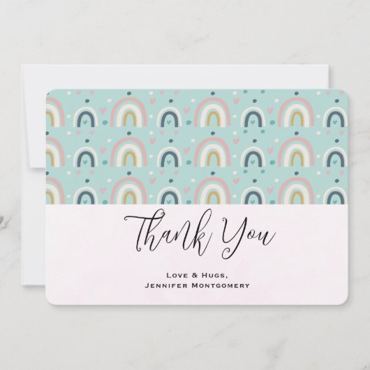 Cute Whimsical Rainbow Pattern Hartelijk dank Bedankkaart (Voorkant)