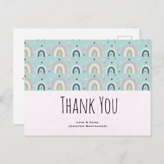 Cute Whimsical Rainbow Pattern Hartelijk dank Briefkaart (Voorkant / Achterkant)