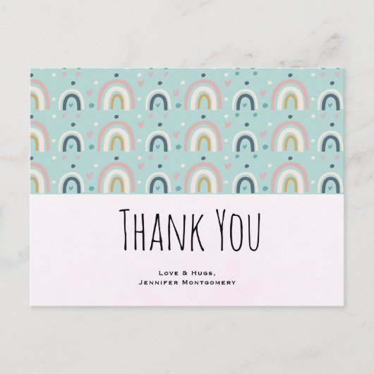 Cute Whimsical Rainbow Pattern Hartelijk dank Briefkaart (Voorkant)