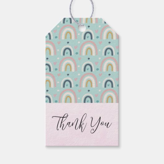 Cute Whimsical Rainbow Pattern Hartelijk dank Cadeaulabel (Voorkant)