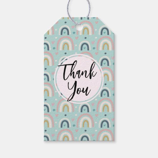 Cute Whimsical Rainbow Pattern Hartelijk dank Cadeaulabel (Voorkant)