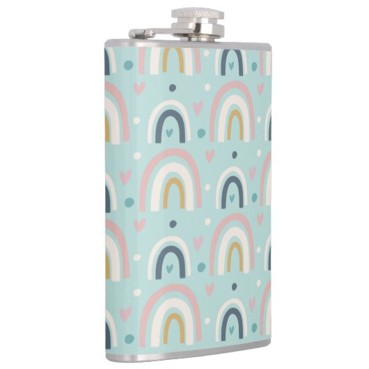 Cute Whimsical Rainbow Pattern Heupfles (Rechts)