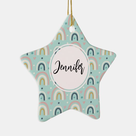 Cute Whimsical Rainbow Pattern Keramisch Ornament (Rechts)