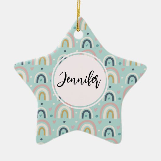 Cute Whimsical Rainbow Pattern Keramisch Ornament (Voorkant)