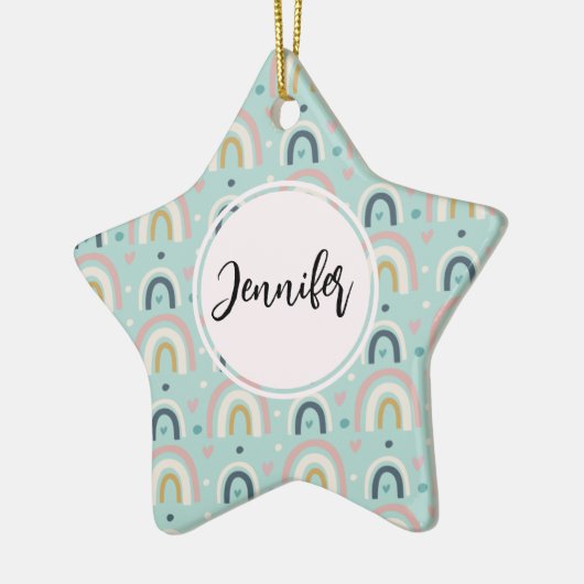 Cute Whimsical Rainbow Pattern Keramisch Ornament (Links)
