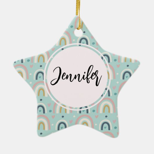 Cute Whimsical Rainbow Pattern Keramisch Ornament (Achterkant)