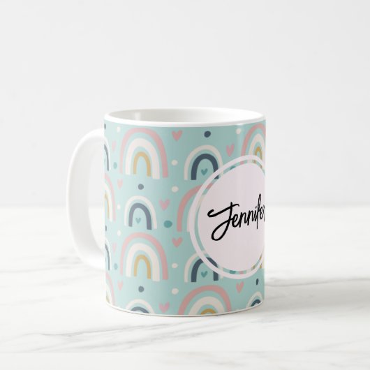 Cute Whimsical Rainbow Pattern Koffiemok (Voorkant links)