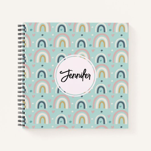 Cute Whimsical Rainbow Pattern Notitieboek (Voorkant)
