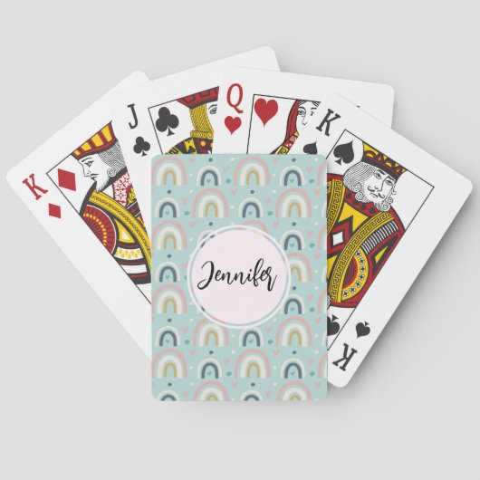 Cute Whimsical Rainbow Pattern Pokerkaarten (Achterkant)