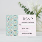 Cute Whimsical Rainbow Pattern RSVP Kaartje (Staand voorkant)