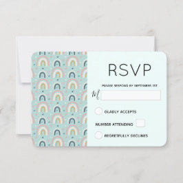 Cute Whimsical Rainbow Pattern RSVP Kaartje