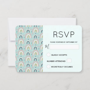 Cute Whimsical Rainbow Pattern RSVP Kaartje