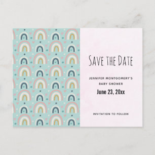Cute Whimsical Rainbow Pattern Save the Date Uitnodiging Briefkaart